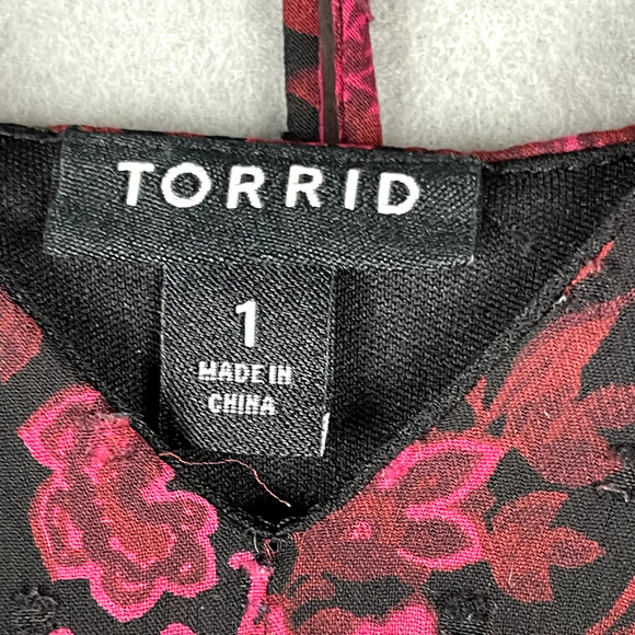 Torrid Tea Length Clip Dot Open Back A-Line Dress Womens 1X Burgundy Paisley - Picture 5 of 15